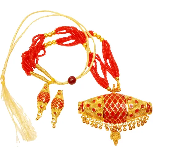 Assamese_Traditional_Gold_Plated_Red_Colour_Dhullbiri_Tassel_Jewellery_Set_For_Women